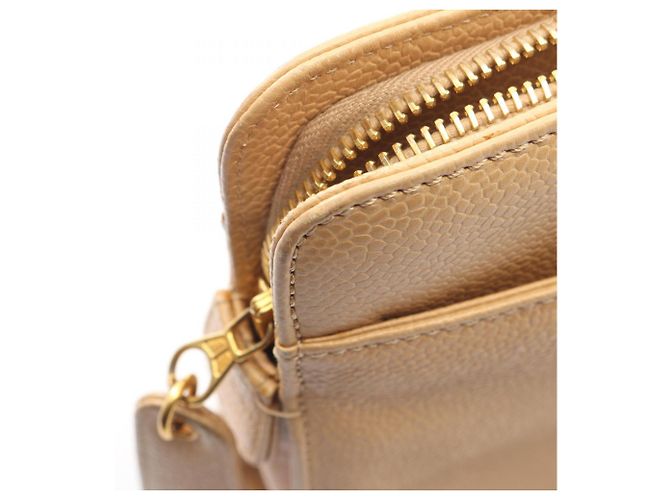 Timeless Borsa Chanel in pelle di vitello martellata beige - vista 7