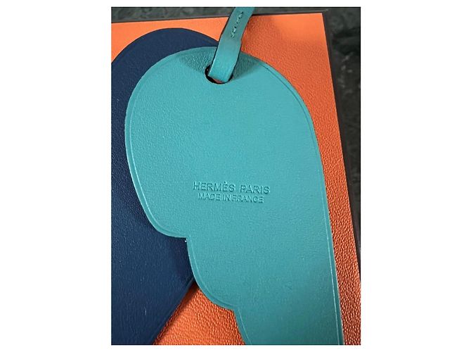 Hermès Taschenanhänger neu Grün Marineblau - Ansicht 2