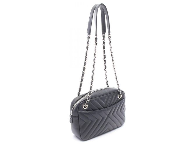 Borsa a Spalla Chanel Chevron V-Stitch Tassel Nero - vista 2