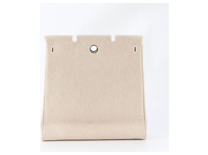 Hermès Hermes Herbag MM Leather Toile Borsa a tracolla 2-Way Beige - vista 11