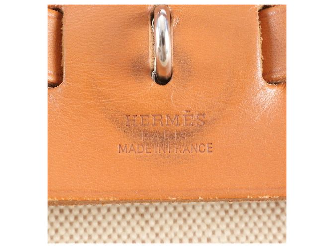 Hermès Hermes Herbag MM Leather Toile Borsa a tracolla 2-Way Beige - vista 17