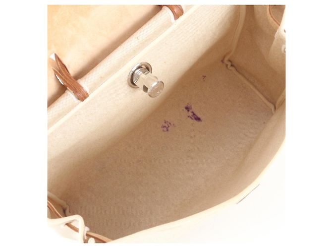 Hermès Hermes Herbag MM Leather Toile Borsa a tracolla 2-Way Beige - vista 8