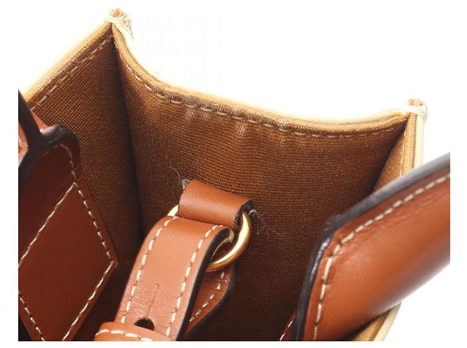 Céline Celine Mini Vertikaler Triomphe Cabas Handtasche Braun Weiß - Ansicht 5