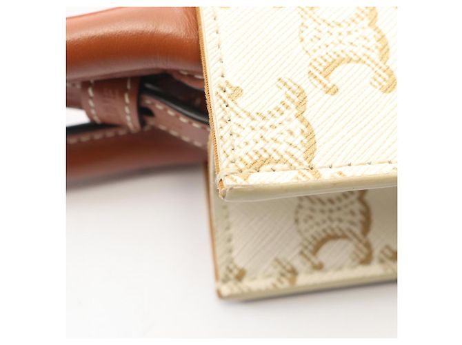 Céline Celine Mini Vertikaler Triomphe Cabas Handtasche Braun Weiß - Ansicht 8
