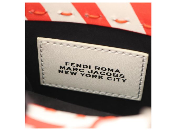 Borsa a 2 vie Fendi Sunshine Shopper Mini Bianco Rosso - vista 4