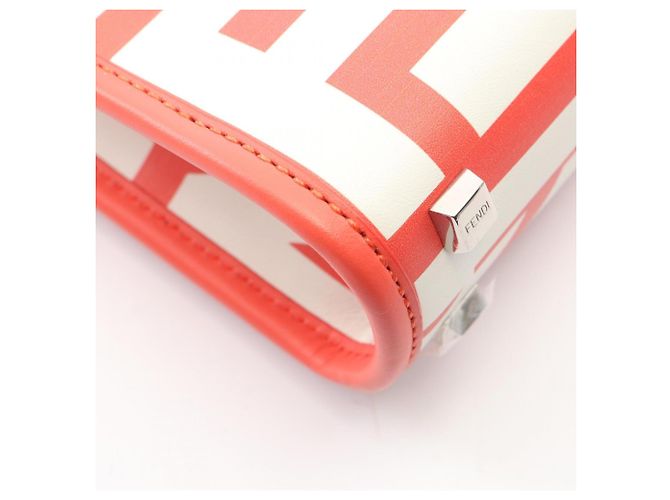 Borsa a 2 vie Fendi Sunshine Shopper Mini Bianco Rosso - vista 5