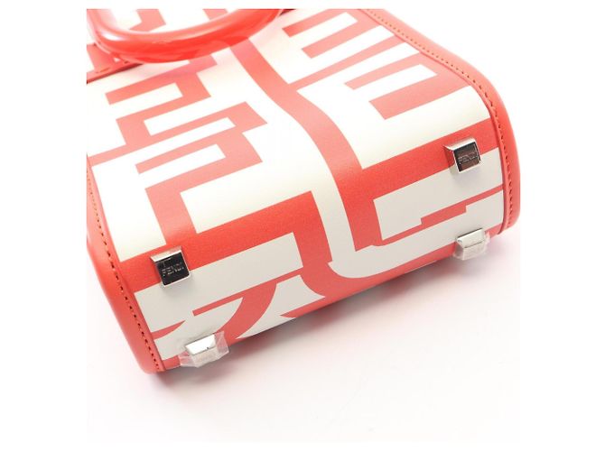 Borsa a 2 vie Fendi Sunshine Shopper Mini Bianco Rosso - vista 6
