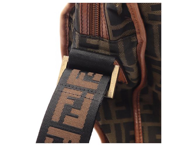 Borsa a Spalla Fendi Zucca Marrone Nero - vista 6