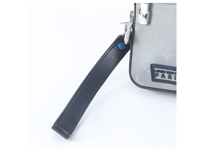 Clutch Louis Vuitton Monogram Satellite Alpha Argento Blu navy - vista 2