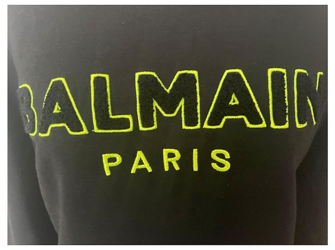 Balmain Paris Sweatshirt mit neongelbem Logo - Schwarz - Ansicht 3