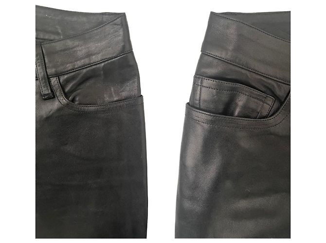 Agnès b. Pantalones de cuero negros corte recto - vista 3