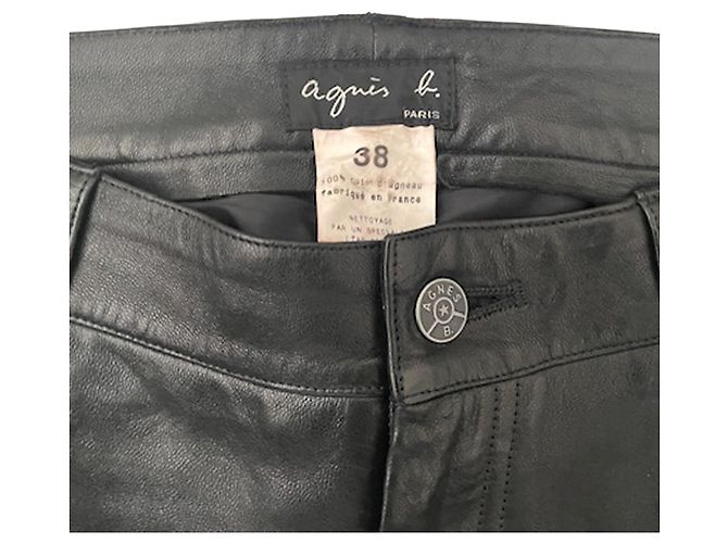 Agnès b. Pantalones de cuero negros corte recto - vista 4