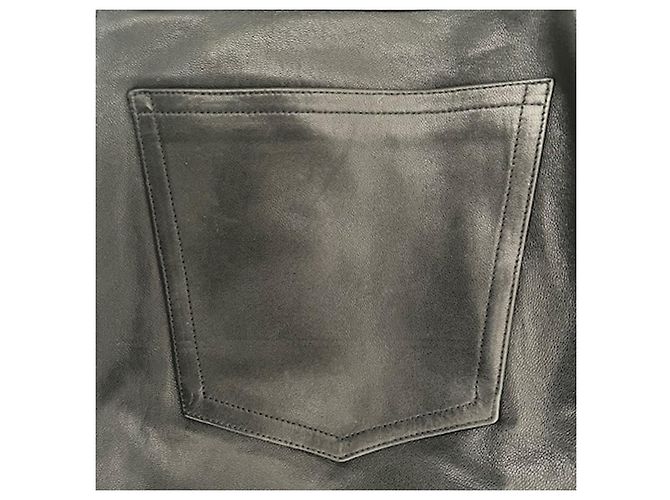 Agnès b. Pantalones de cuero negros corte recto - vista 5
