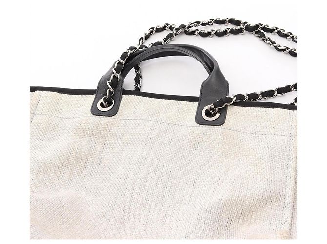 Borsa Tote Chanel Deauville GM 2-Way Marrone Nero - vista 12