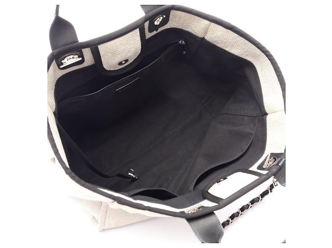 Borsa Tote Chanel Deauville GM 2-Way Marrone Nero - vista 3