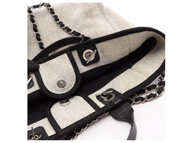 Borsa Tote Chanel Deauville GM 2-Way Marrone Nero - vista 6