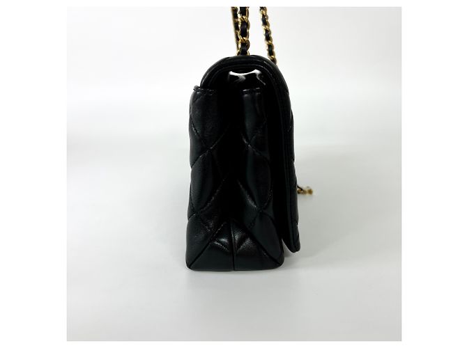 Timeless Bolsa Chanel Enamel Multi CC Chain Flap em pele de cordeiro acolchoada Mini Preto - vista 4