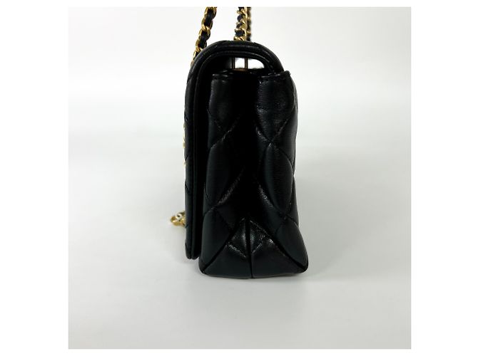 Timeless Bolsa Chanel Enamel Multi CC Chain Flap em pele de cordeiro acolchoada Mini Preto - vista 5