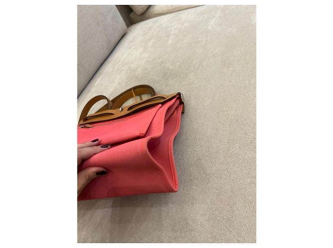 Hermès Herbag Zip 31 Handbag in Rose Azalée & Natural Canvas Pink - view 10