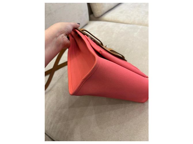 Hermès Herbag Zip 31 Handbag in Rose Azalée & Natural Canvas Pink - view 11