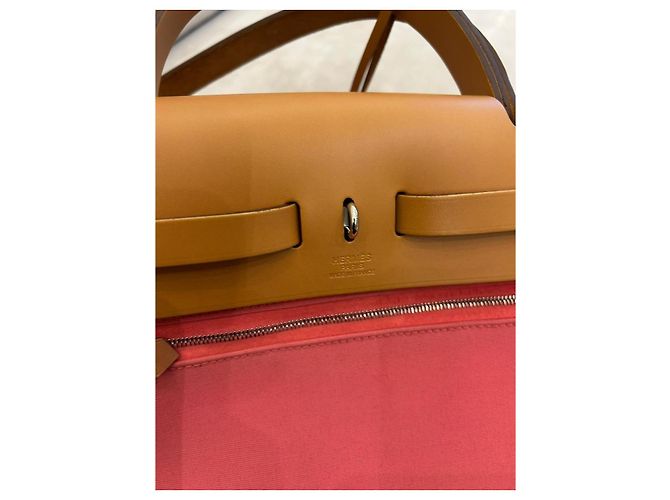 Hermès Herbag Zip 31 Handbag in Rose Azalée & Natural Canvas Pink - view 13