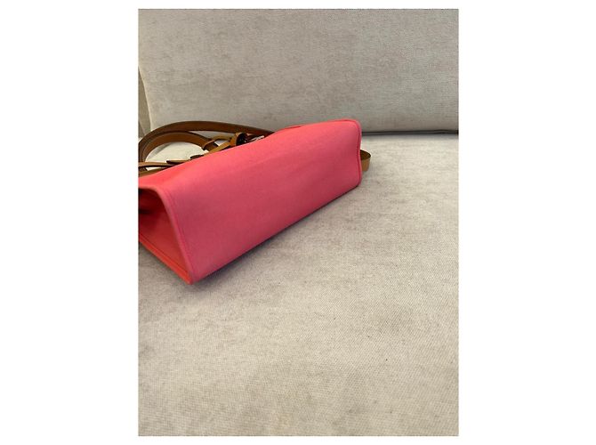 Hermès Herbag Zip 31 Handbag in Rose Azalée & Natural Canvas Pink - view 8