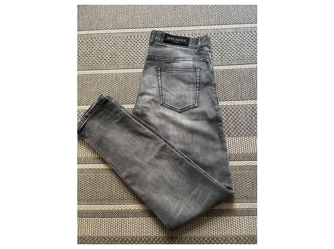 Balmain Slim Jeans Grau Verwaschen Dunkelblau - Ansicht 2