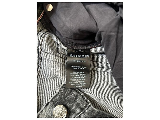 Balmain Slim Jeans Grau Verwaschen Dunkelblau - Ansicht 7