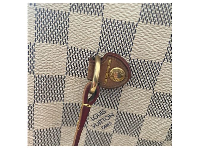 Borsa Louis Vuitton Neverfull MM Damier Azur Canvas Bianco Blu - vista 14