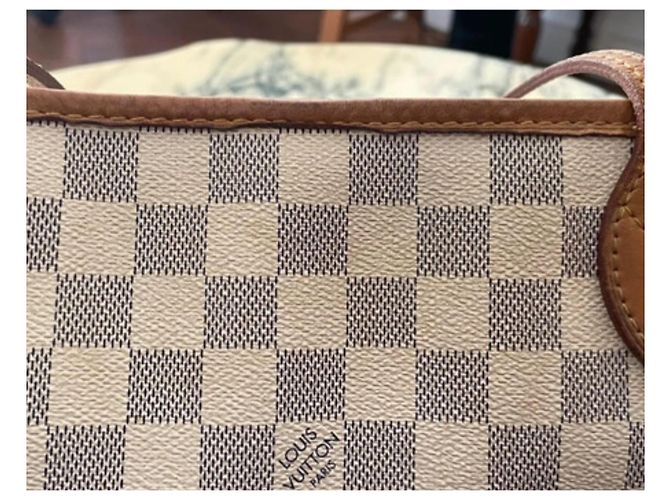 Borsa Louis Vuitton Neverfull MM Damier Azur Canvas Bianco Blu - vista 18