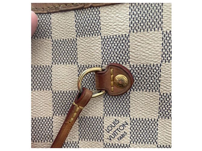 Borsa Louis Vuitton Neverfull MM Damier Azur Canvas Bianco Blu - vista 19