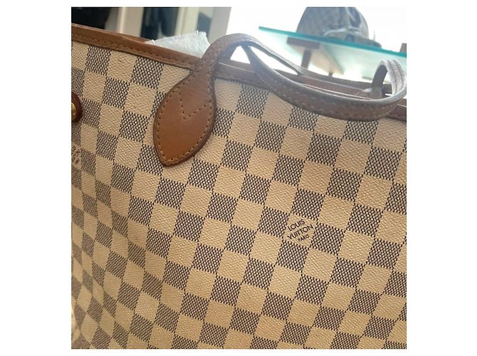 Borsa Louis Vuitton Neverfull MM Damier Azur Canvas Bianco Blu - vista 4