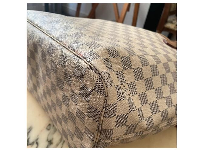 Borsa Louis Vuitton Neverfull MM Damier Azur Canvas Bianco Blu - vista 7