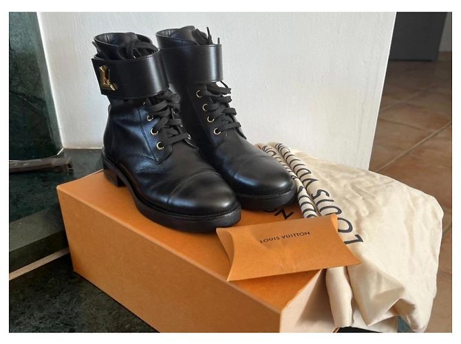 Twist Louis Vuitton Botas Wonderland de cuero negro - 37.5 Dorado Gold hardware - vista 6