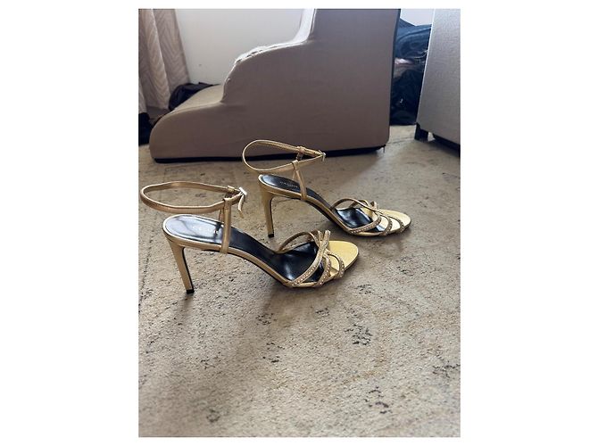Céline Sandali con tacco dorati e strass D'oro - vista 2