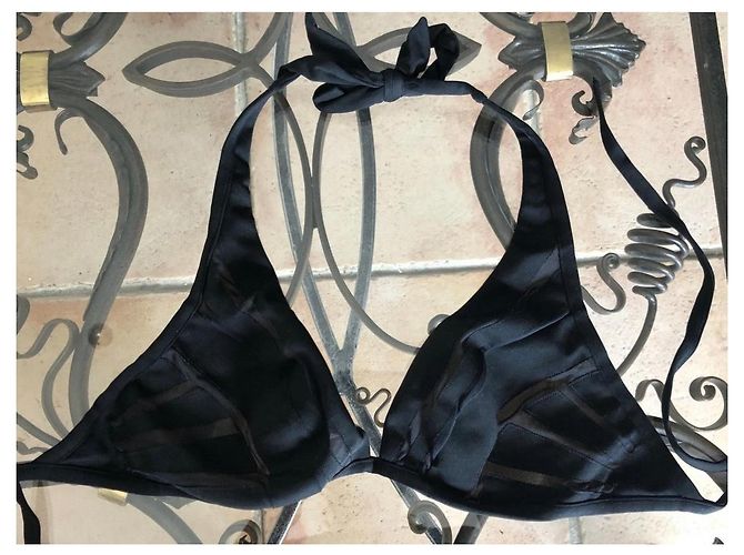 Conjunto Bikini Triángulo La Perla - Top 40B, Braguita 38 Negro Roja - vista 2