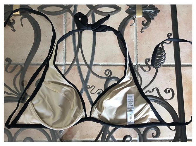 Conjunto Bikini Triángulo La Perla - Top 40B, Braguita 38 Negro Roja - vista 3