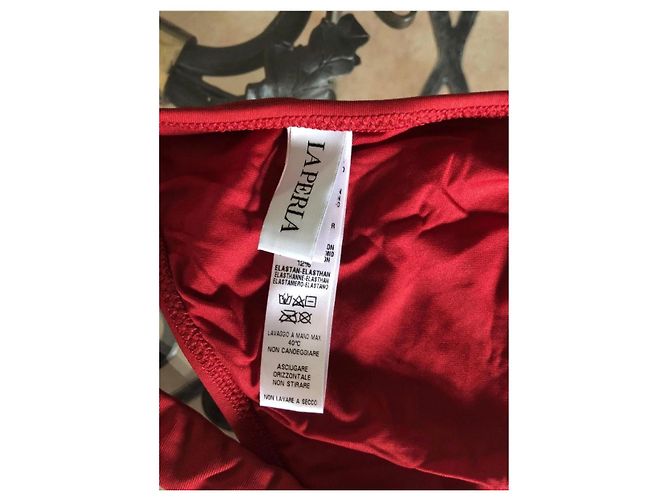 Conjunto Bikini Triángulo La Perla - Top 40B, Braguita 38 Negro Roja - vista 6