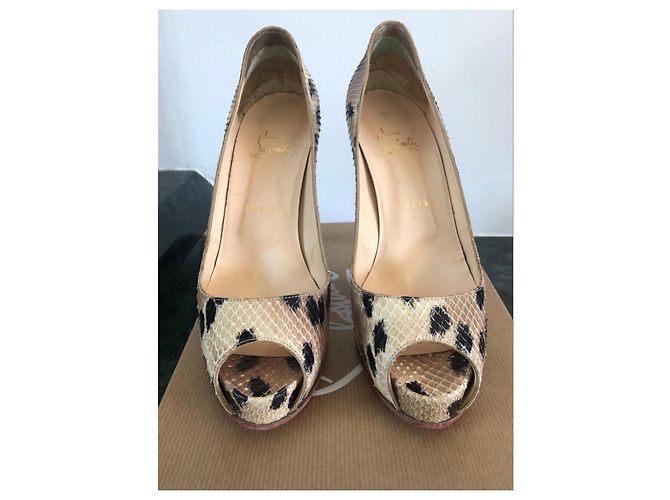 Christian Louboutin Very Privé Pythonleder Pumps Schwarz Beige Leopardenprint - Ansicht 2