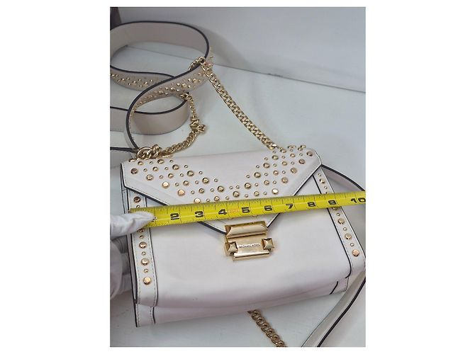 Michael Kors Borsa a tracolla in pelle bianca con borchie Bianco - vista 10