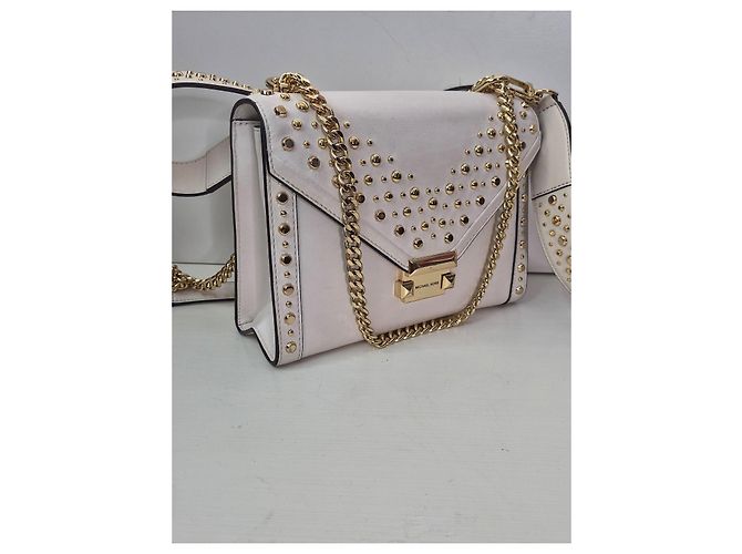 Michael Kors Borsa a tracolla in pelle bianca con borchie Bianco - vista 2