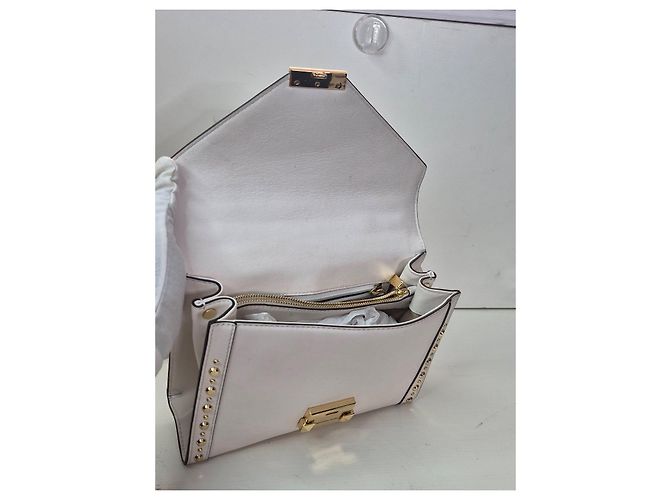 Michael Kors Borsa a tracolla in pelle bianca con borchie Bianco - vista 7