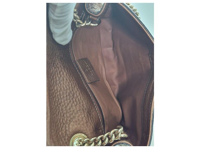 Gucci Borsa a tracolla Horsebit in pelle marrone Metallico - vista 14