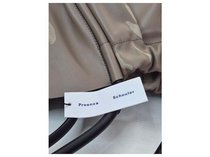 Proenza Schouler Borsa Tote Large Arricciata Nero Beige - vista 10