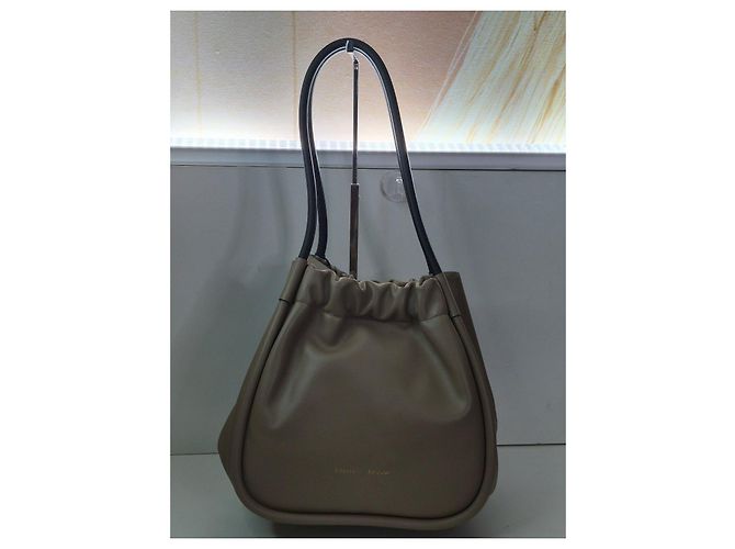 Proenza Schouler Borsa Tote Large Arricciata Nero Beige - vista 3