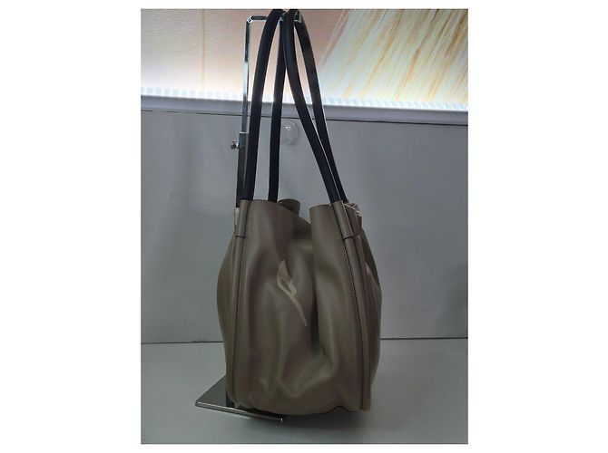 Proenza Schouler Borsa Tote Large Arricciata Nero Beige - vista 4