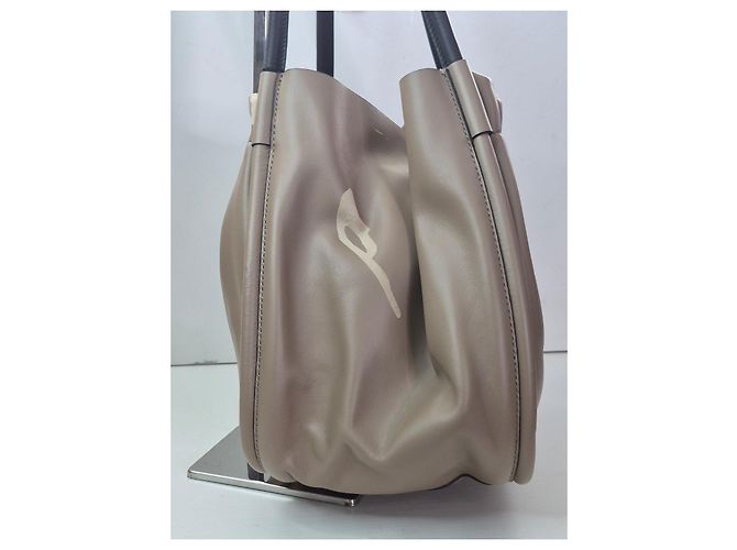 Proenza Schouler Borsa Tote Large Arricciata Nero Beige - vista 5