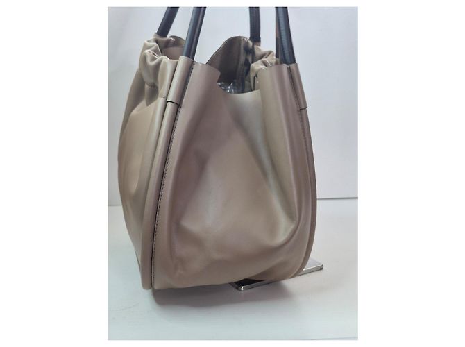 Proenza Schouler Borsa Tote Large Arricciata Nero Beige - vista 6