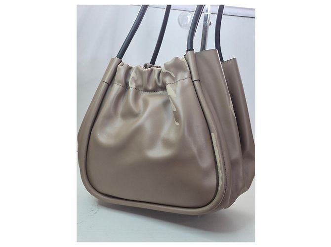 Proenza Schouler Borsa Tote Large Arricciata Nero Beige - vista 7