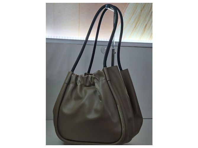 Proenza Schouler Borsa Tote Large Arricciata Nero Beige - vista 8